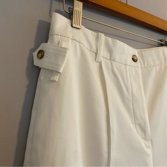 Reiss White Harper Cotton Wide Leg Suit Trousers - Picture 3 of 10